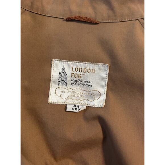London Fog Weatherwear Men’s Jacket Size 44 Regular Tan Zip Front Vintage - Picture 3 of 3